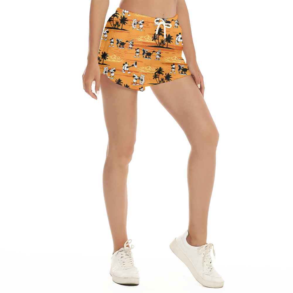 Nostalgic Yellow Mickey Steamboat Willie Hawaiian Short for Women