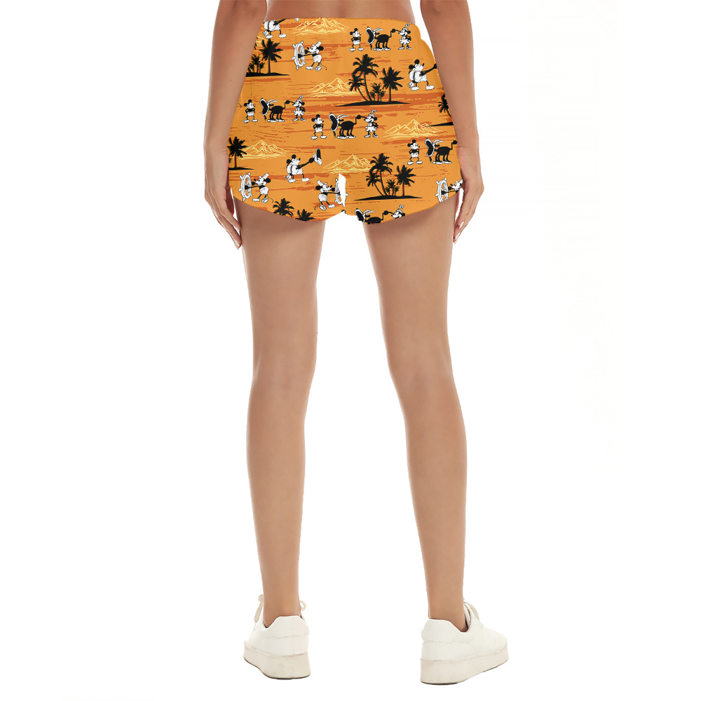 Nostalgic Yellow Mickey Steamboat Willie Hawaiian Short for Women