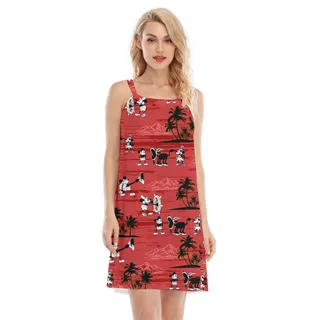 Red Mickey Steamboat Willie Tropical Aloha Cami Dress