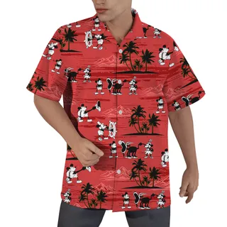 Mickey 1928 Steamboat Willie Classic Red Hawaiian Shirt for Men