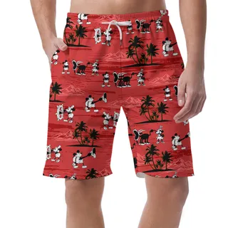 Iconic Mickey Steamboat Willie Red Palm Tree Short for Men