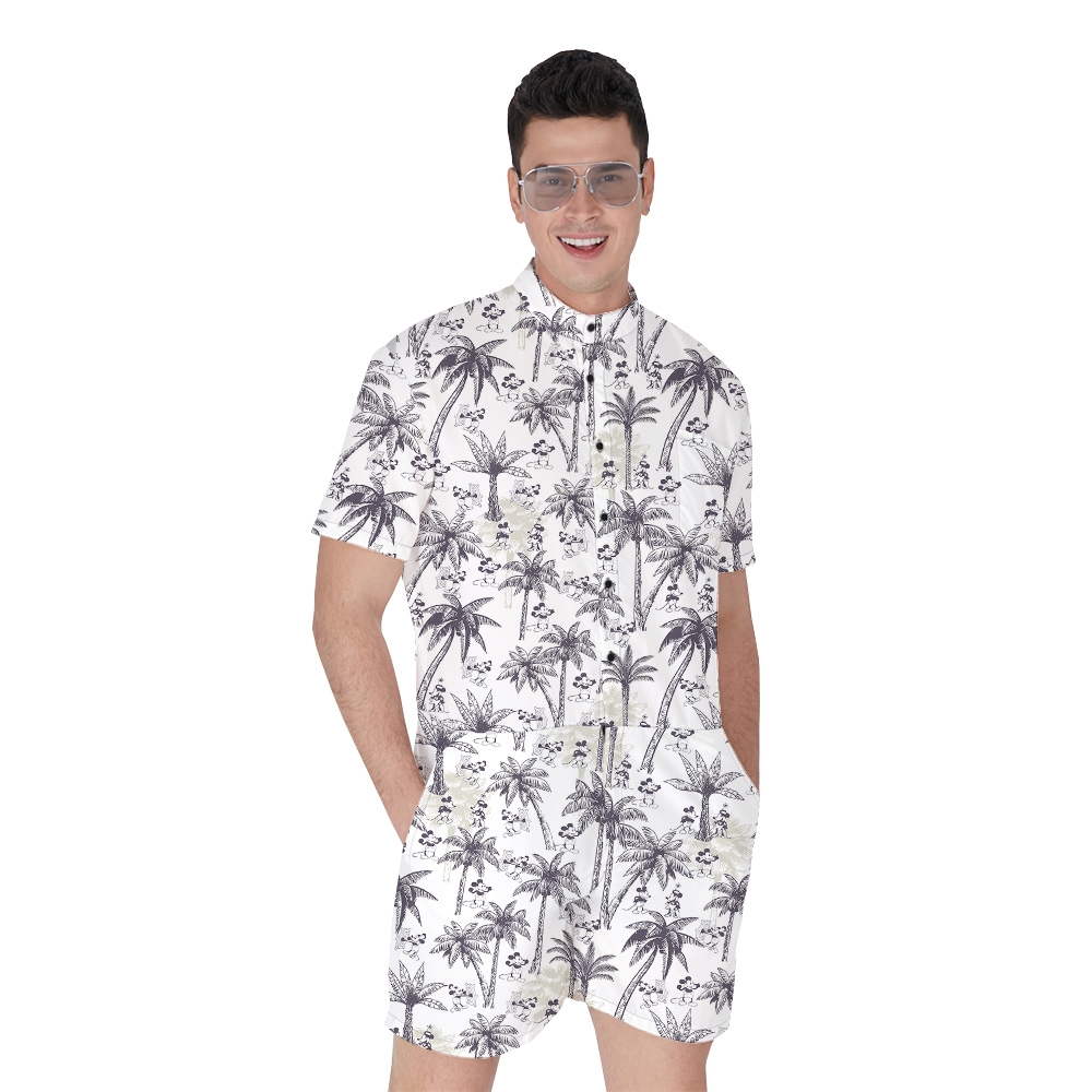 Tropical Palm Trees Mickey Steamboat Willie Vintage Men's Romper - variant image 1