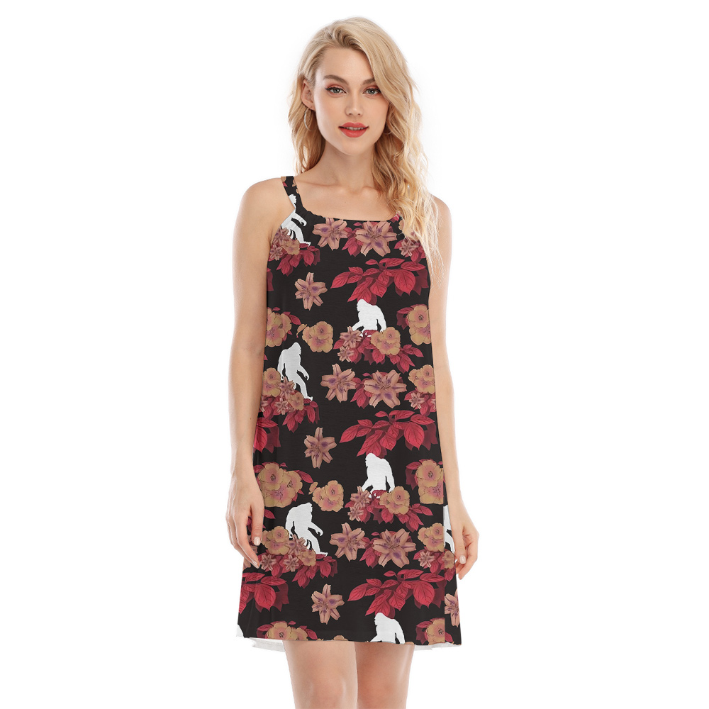 Cool Sasquatch Red Floral Hawaiian Cami Dress For Men - variant image 1
