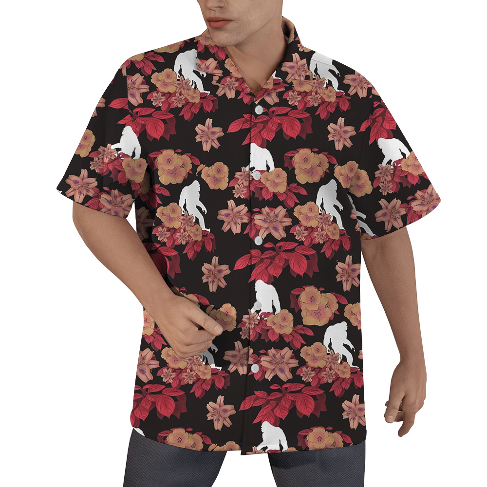 Cool Sasquatch Floral Red Aloha Shirt - variant image 1