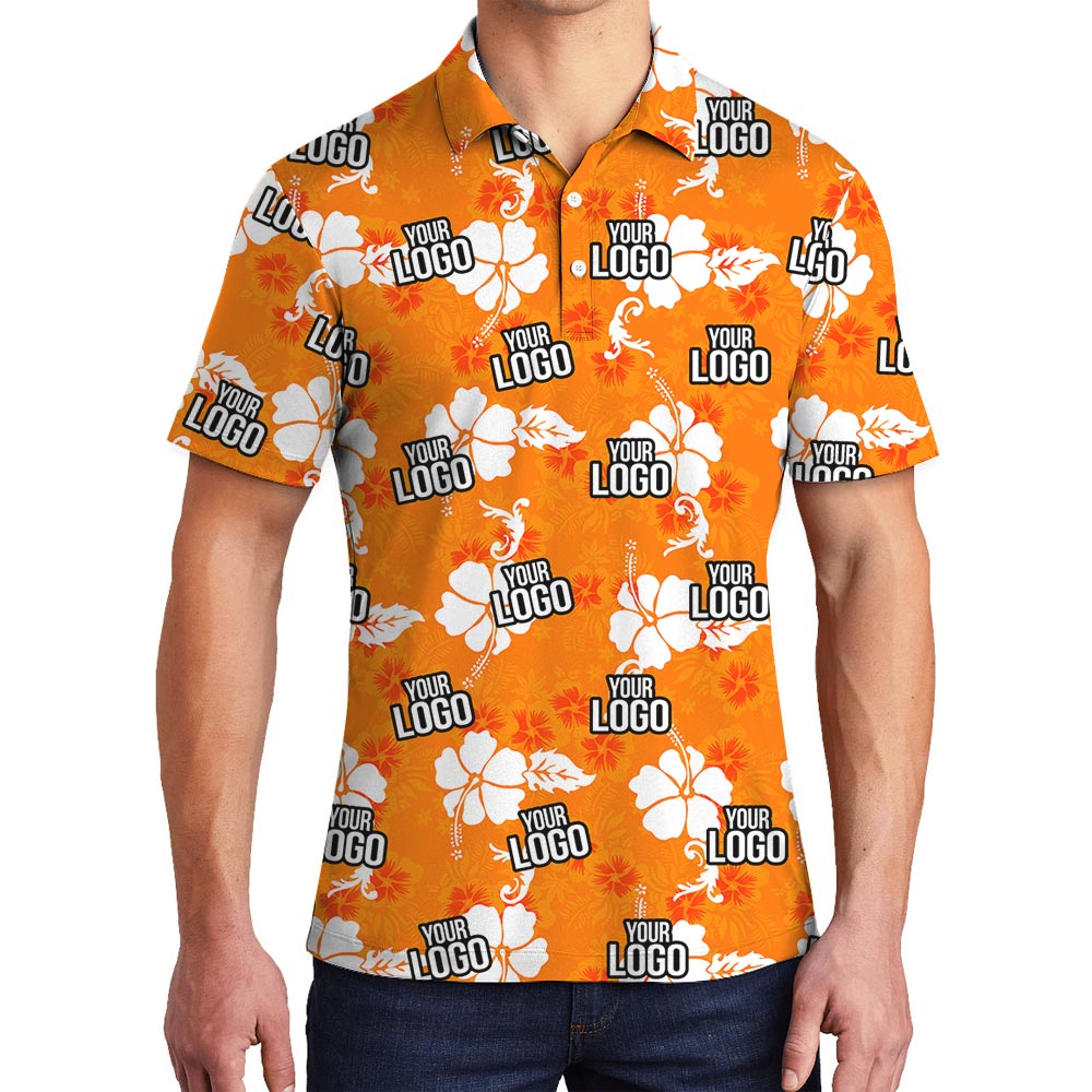 Logo Personalized Men's Polo Tropical Shirt Orange - variant image 1