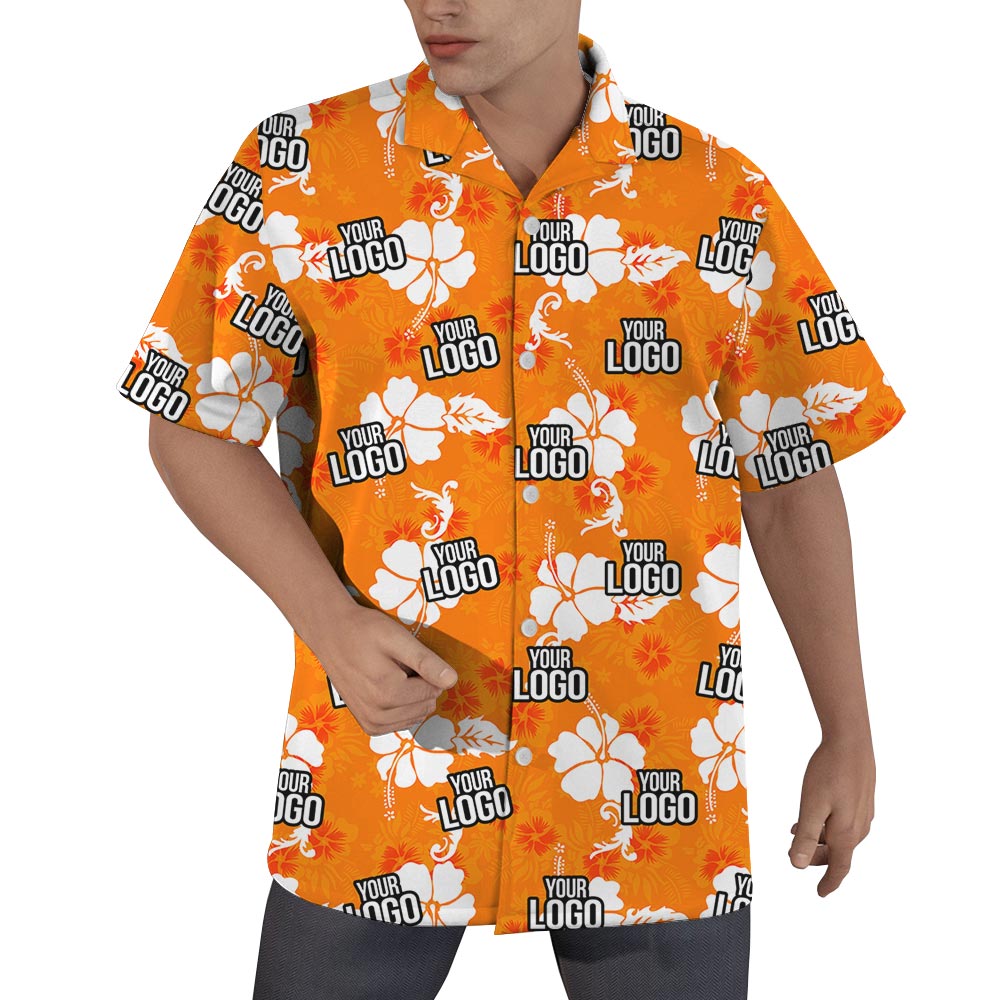 Custom Logo Orange Hawaiian Shirt For Team - variant image 1