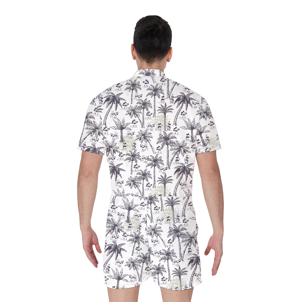 Tropical Palm Trees Mickey Steamboat Willie Vintage Men's Romper
