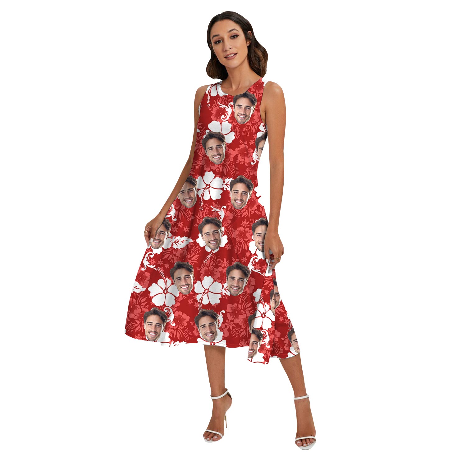 Red Hibiscus Custom Face Matching Hawaiian Outfits For Family