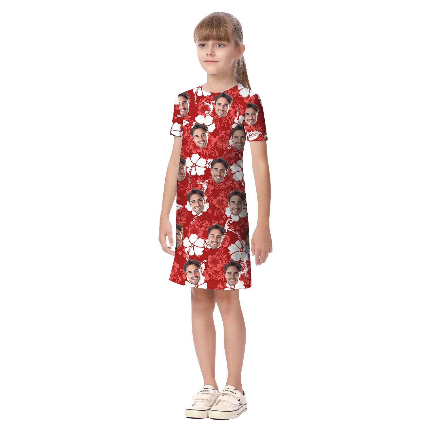 Red Hibiscus Custom Face Matching Hawaiian Outfits For Family
