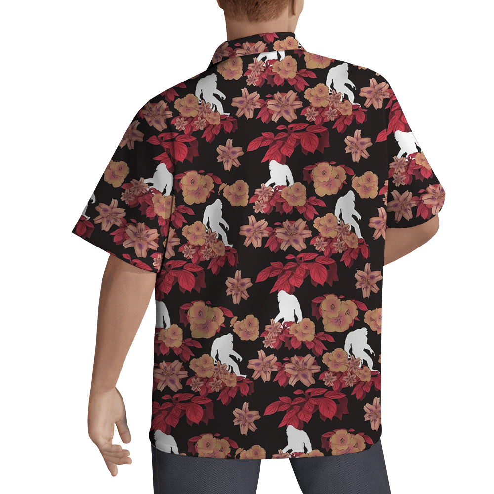 Cool Sasquatch Floral Red Aloha Shirt