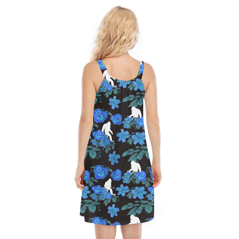 Floral Sasquatch Blue Luau Dress