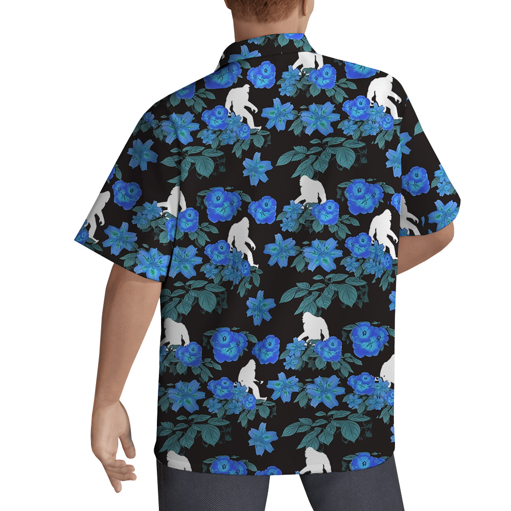 Cool Sasquatch Blue Floral Hawaiian Shirt