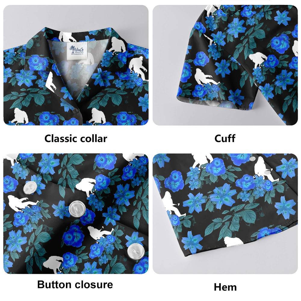 Cool Sasquatch Blue Floral Hawaiian Shirt