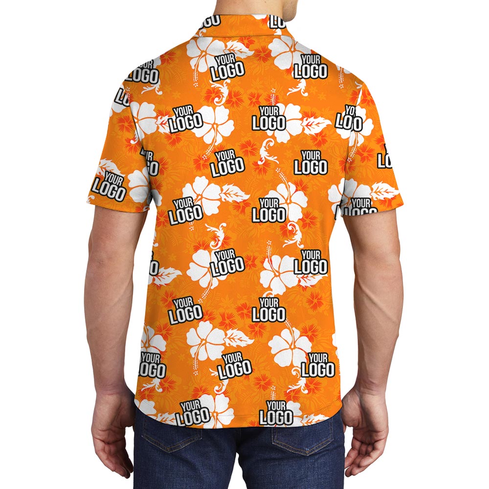 Logo Personalized Men's Polo Tropical Shirt Orange
