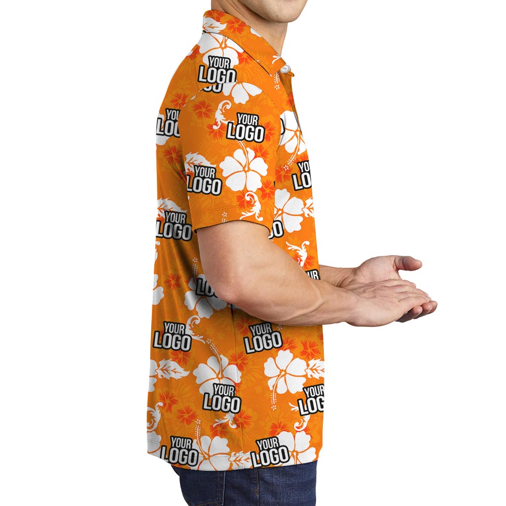 Logo Personalized Men's Polo Tropical Shirt Orange