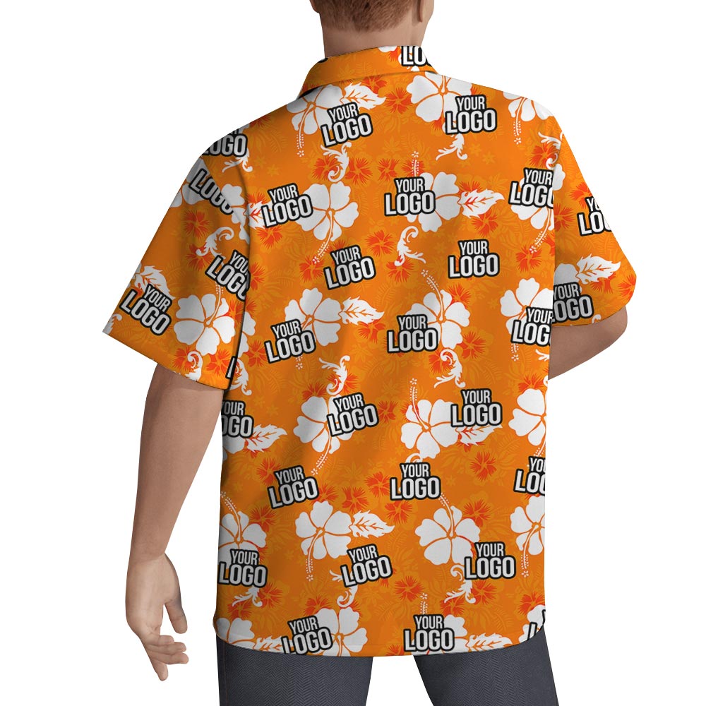 Custom Logo Orange Hawaiian Shirt For Team