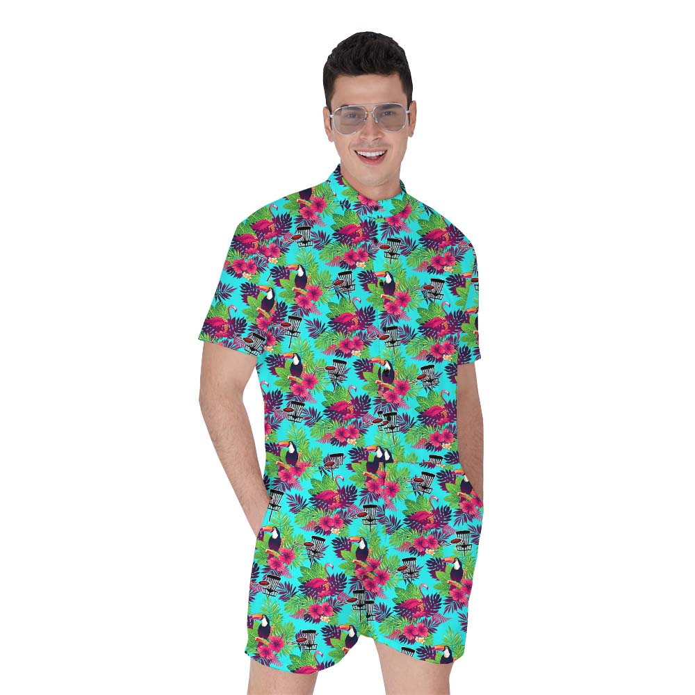 Disc Golf Parrot Hawaiian Romper For Men - variant image 1