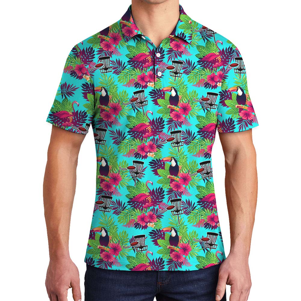 Disc Golf Men's Hawaiian Polo Shirts - variant image 1