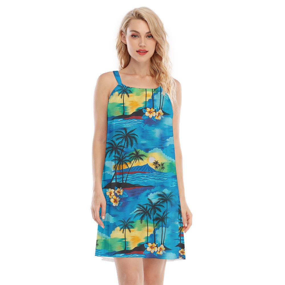 Women's Blue Beach Hawaii Dress With Straps - variant image 1