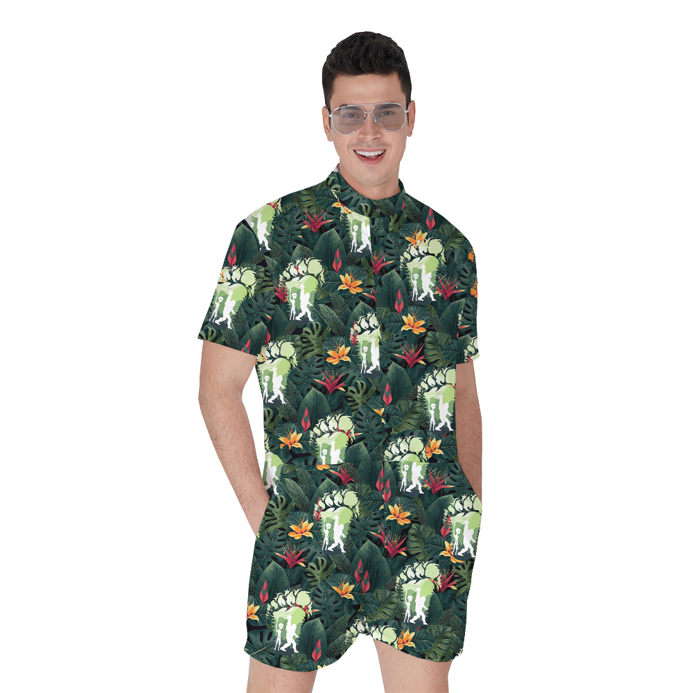 Cool Alien Bigfoot Tropical Men's Hawaiian Romper - variant image 1