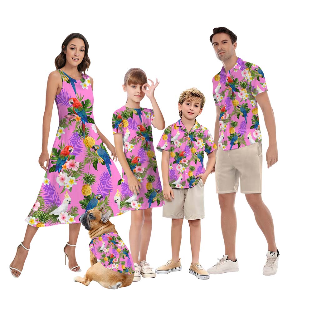 Pink Parrot Matching Family Hawaiian Outfits - variant image 1