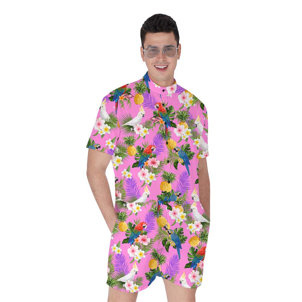 Pink Parrot Men's Hawaiian Romper - variant image 1