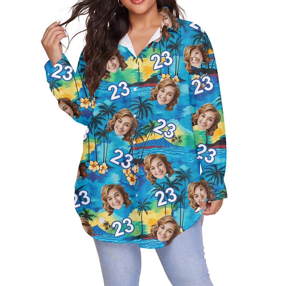 Birthday Party Custom Plus Size Beach Shirt For Women - variant image 1