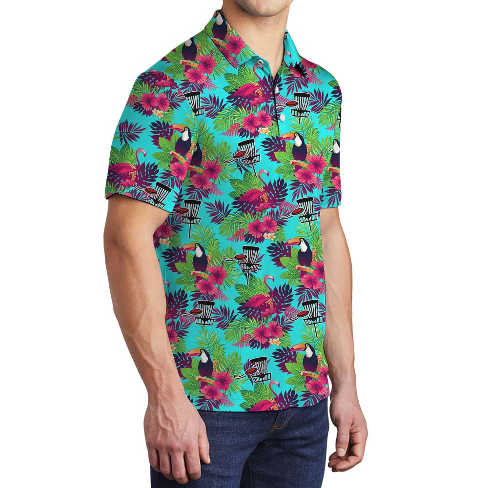 Disc Golf Men's Hawaiian Polo Shirts