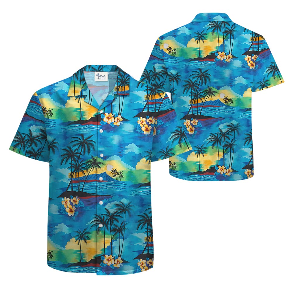 Blue Beach Men's Hawaiian Shirt Dress For Family