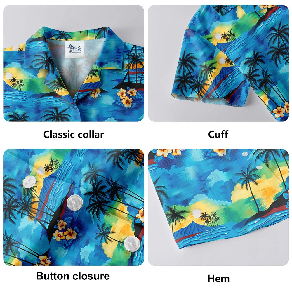 Blue Beach Men's Hawaiian Shirt Dress For Family
