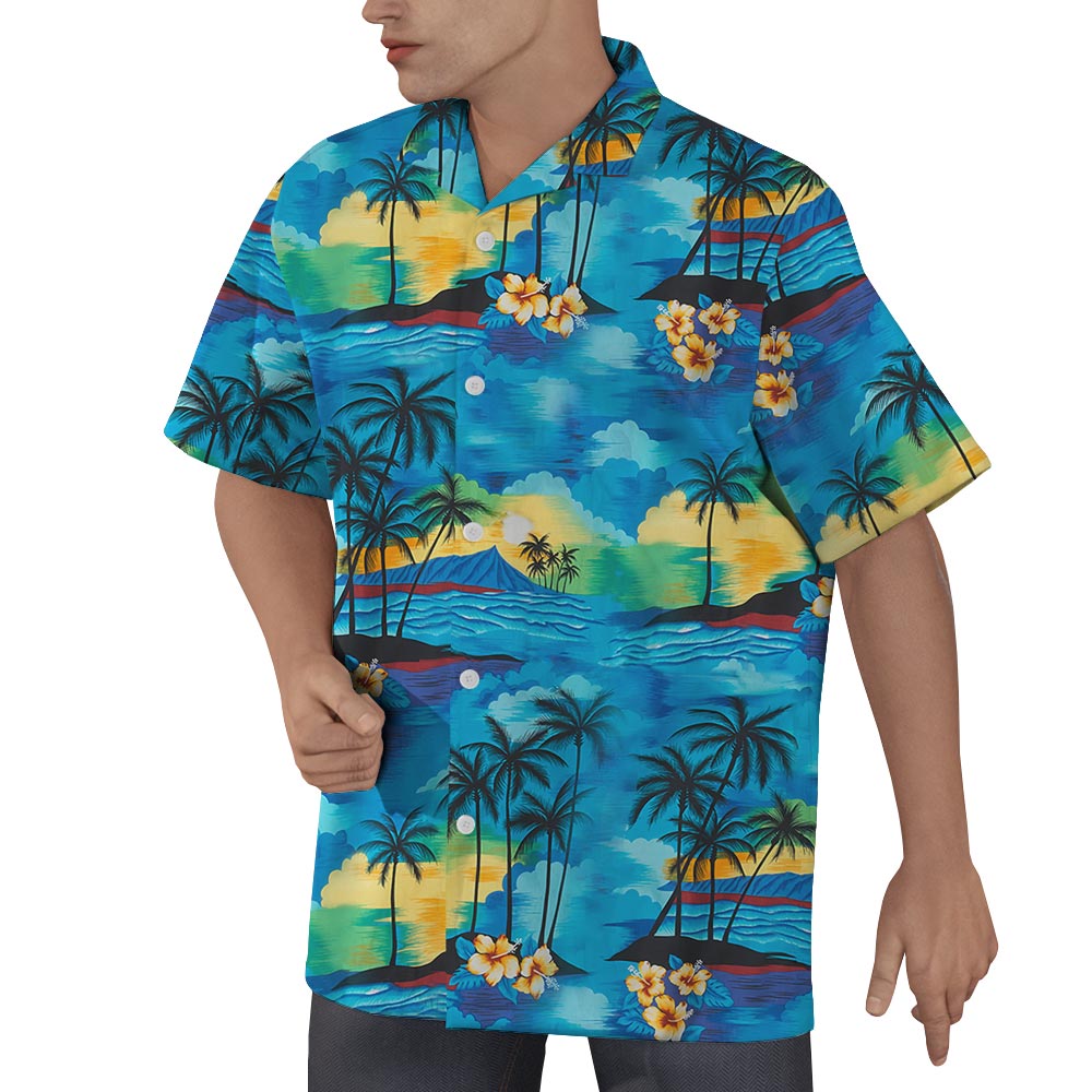Blue Beach Men's Hawaiian Shirt Dress For Family