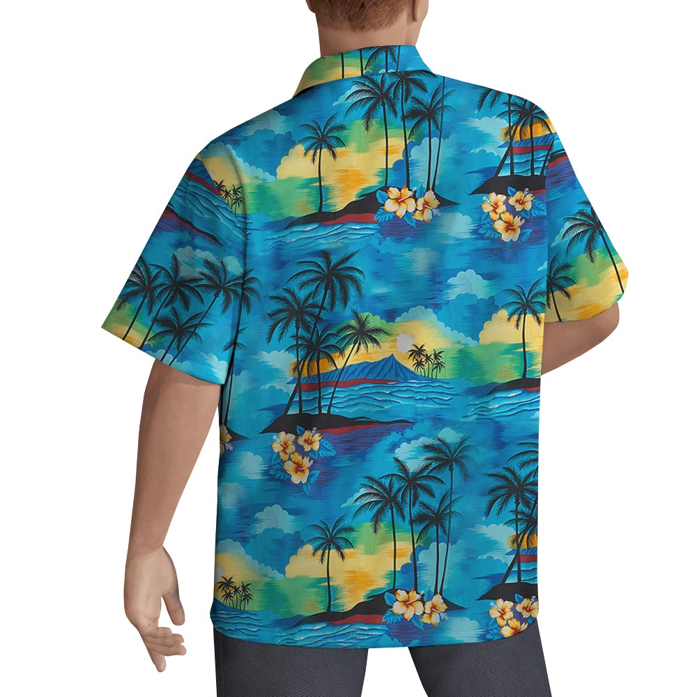 Blue Beach Men's Hawaiian Shirt Dress For Family