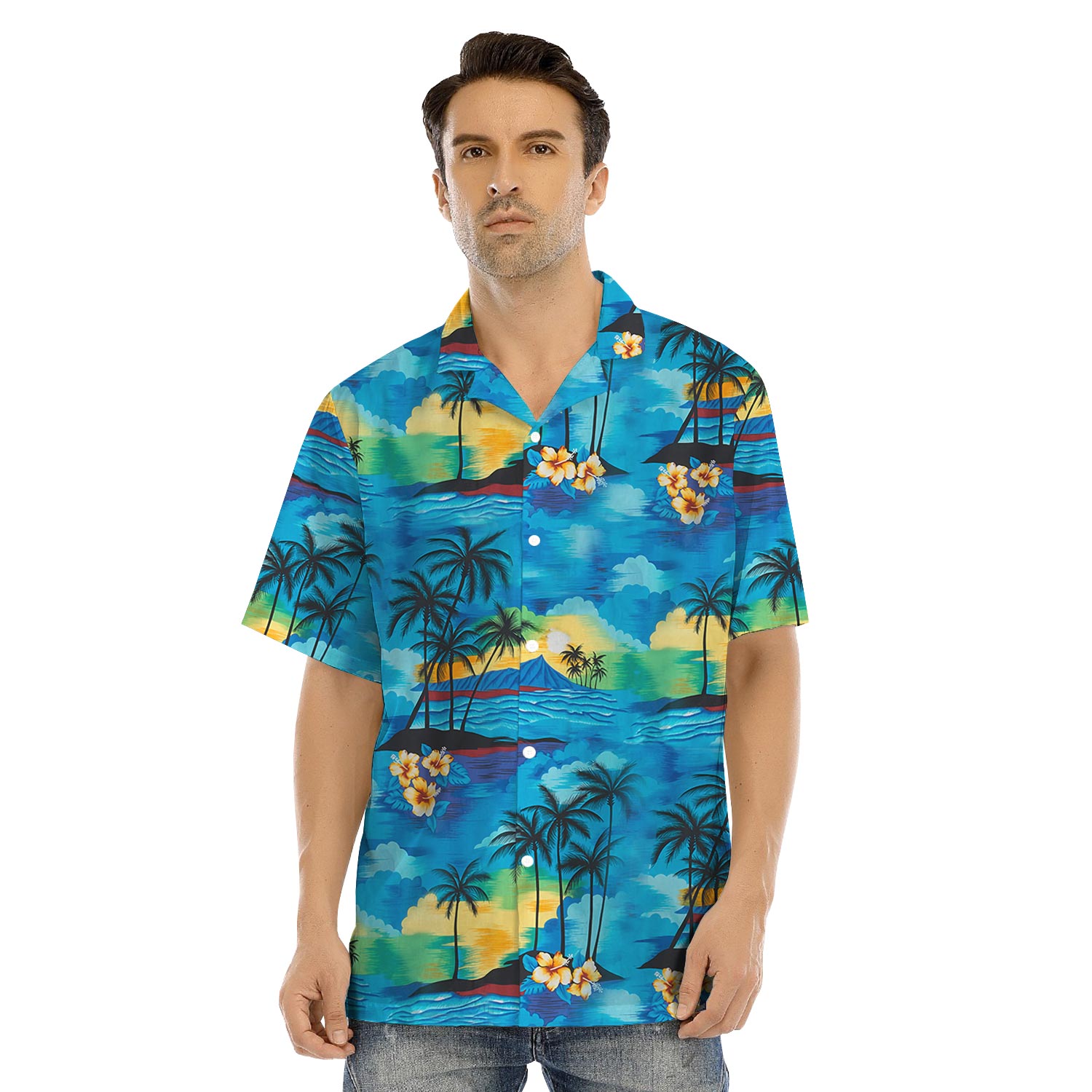 Blue Beach Matching Hawaiian Outfits For Adult And Kids