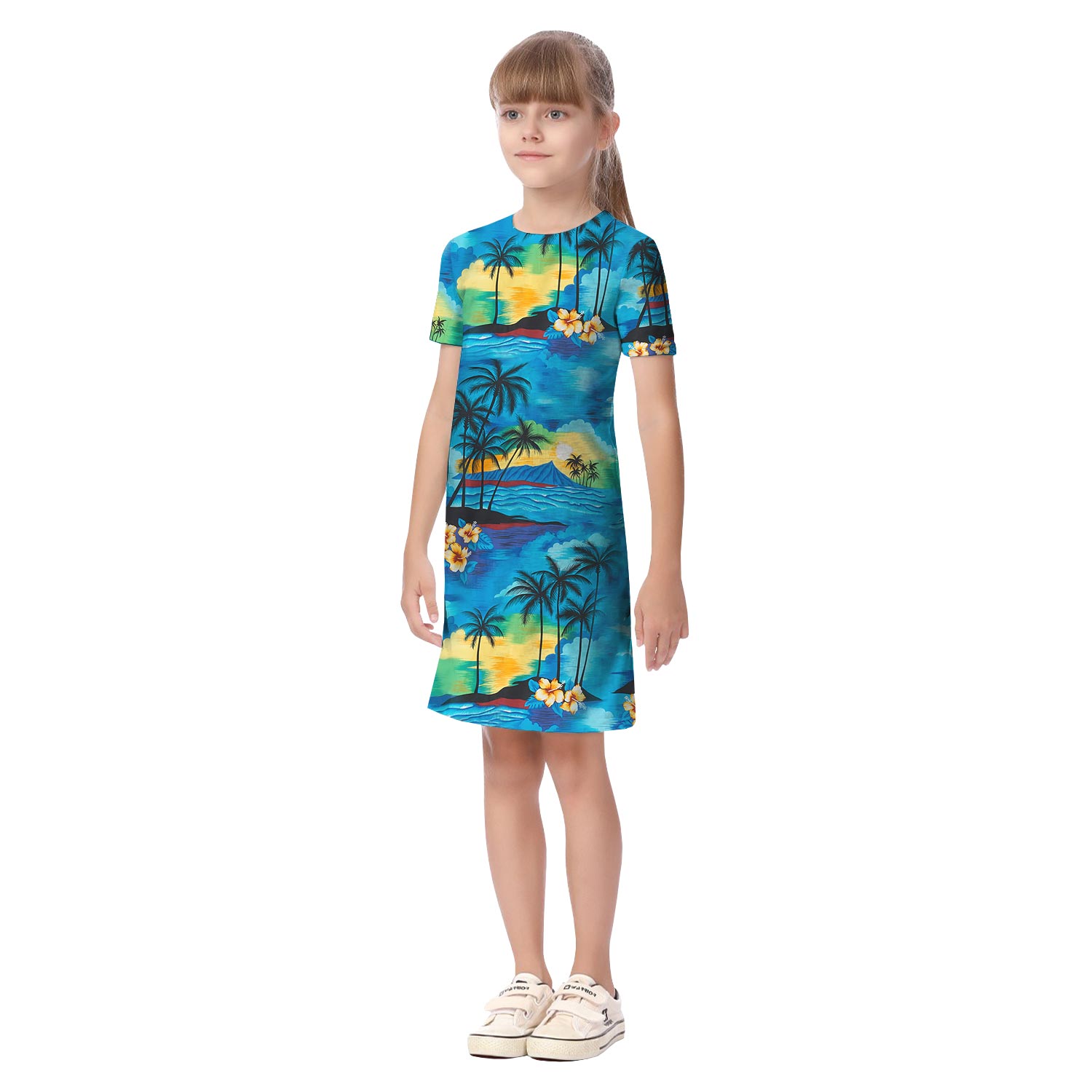 Blue Beach Matching Hawaiian Outfits For Adult And Kids