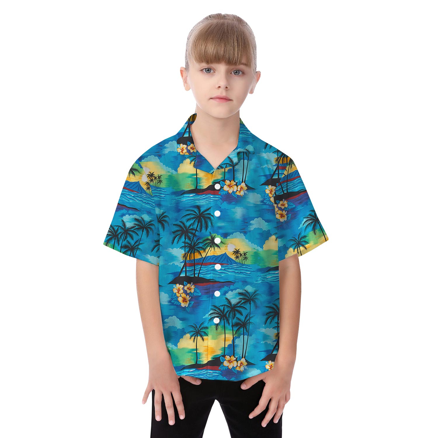 Blue Beach Matching Hawaiian Outfits For Adult And Kids