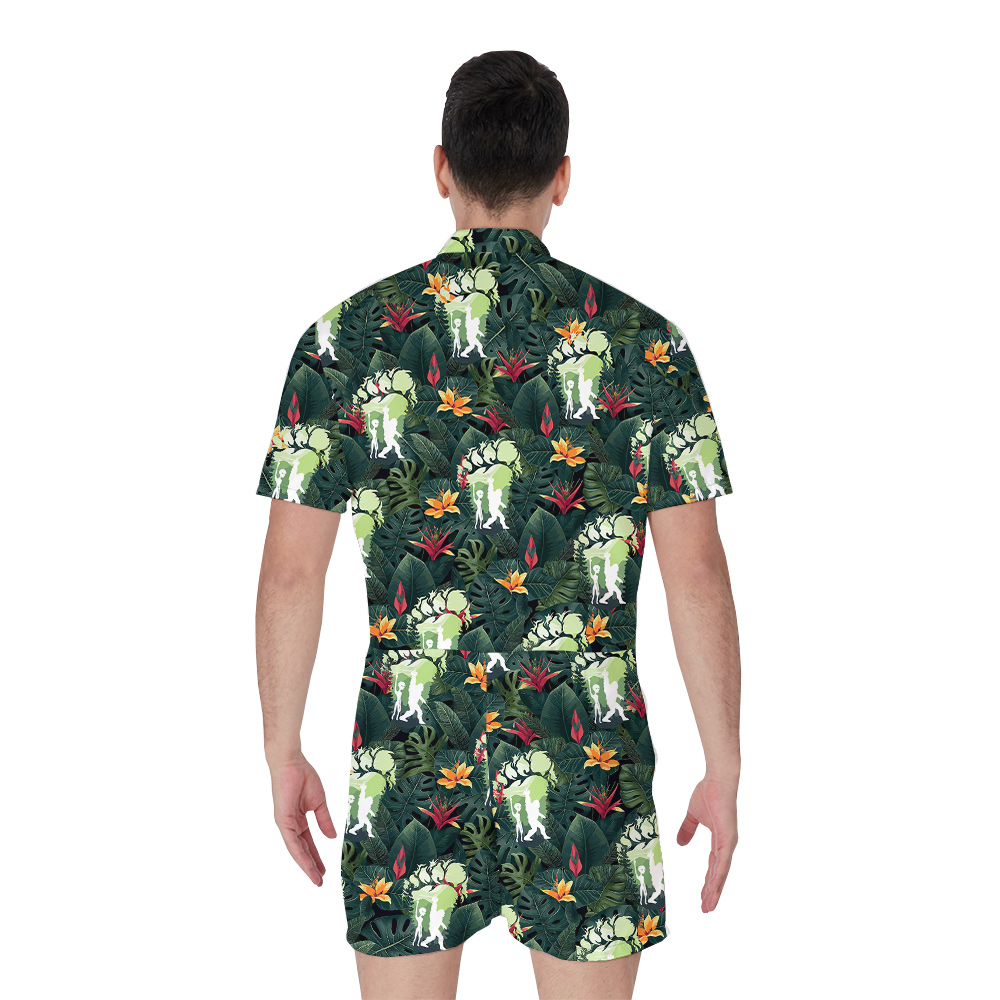 Cool Alien Bigfoot Tropical Men's Hawaiian Romper