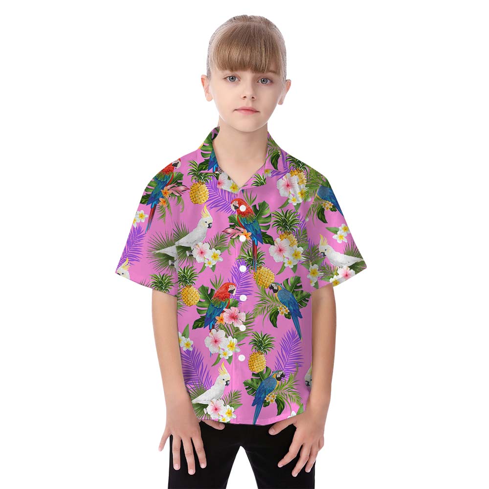 Pink Parrot Matching Family Hawaiian Outfits