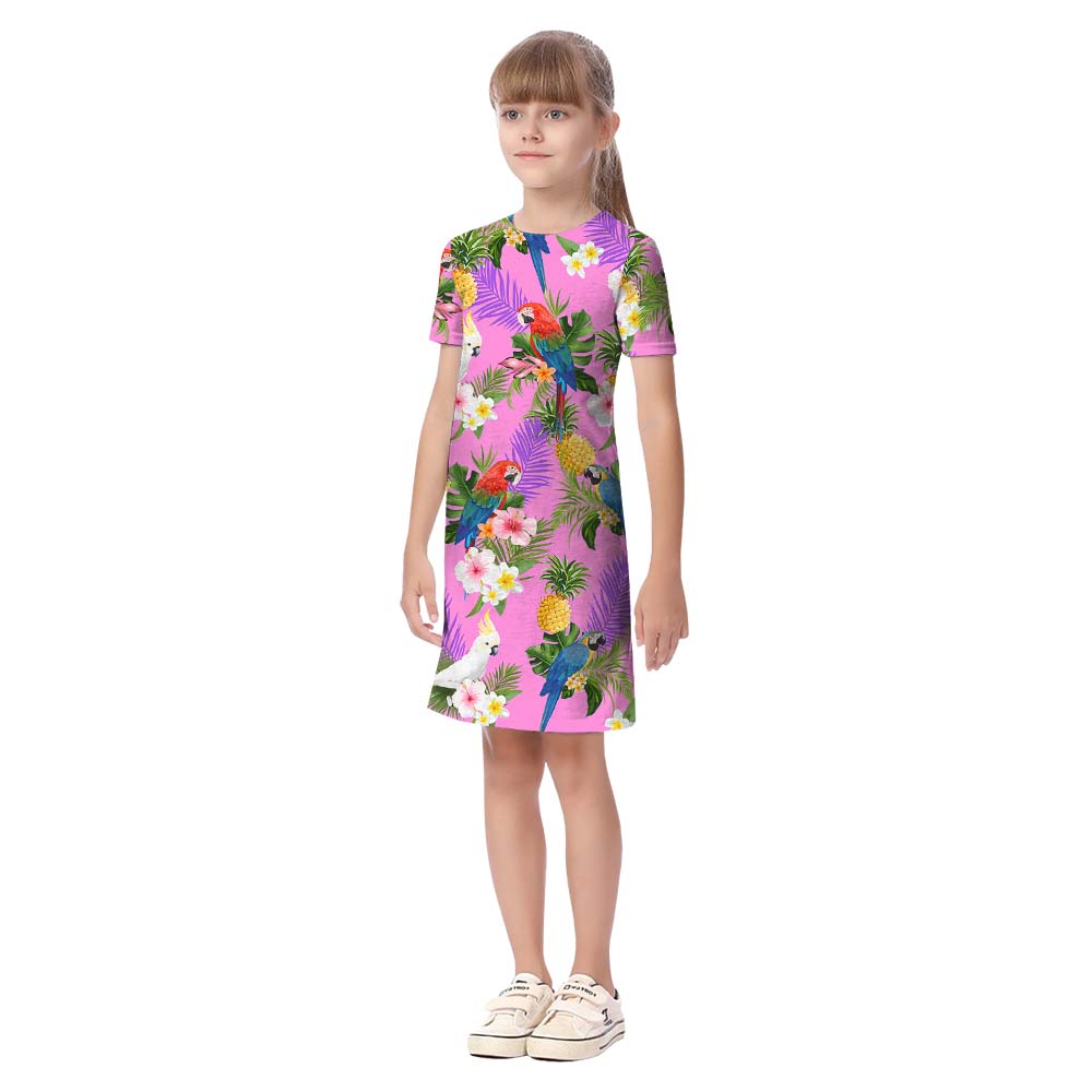 Pink Parrot Matching Family Hawaiian Outfits