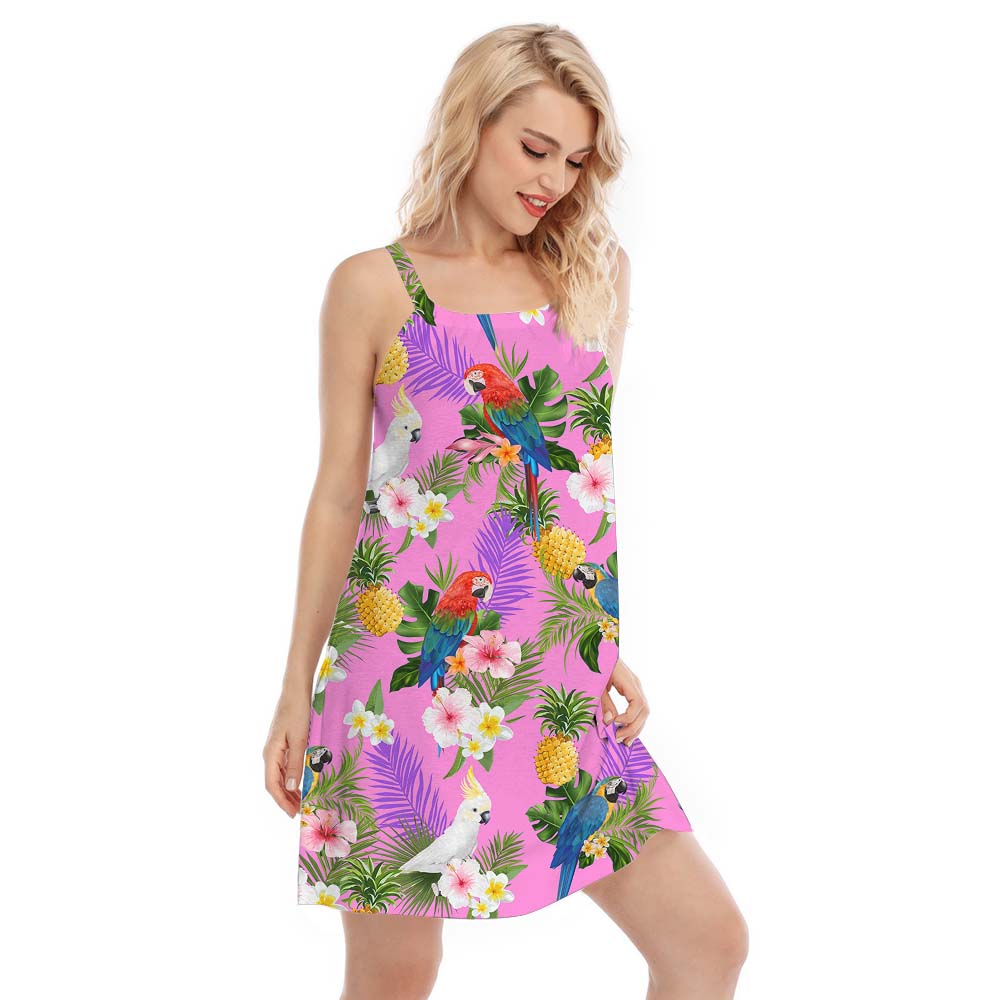 Pink Parrot Tropical Women's Cami Dress