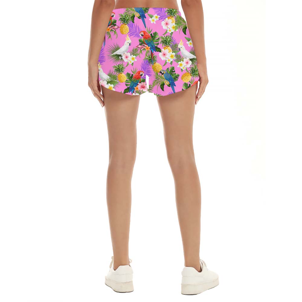 Cool Parrot Pink Women's Beach Shorts