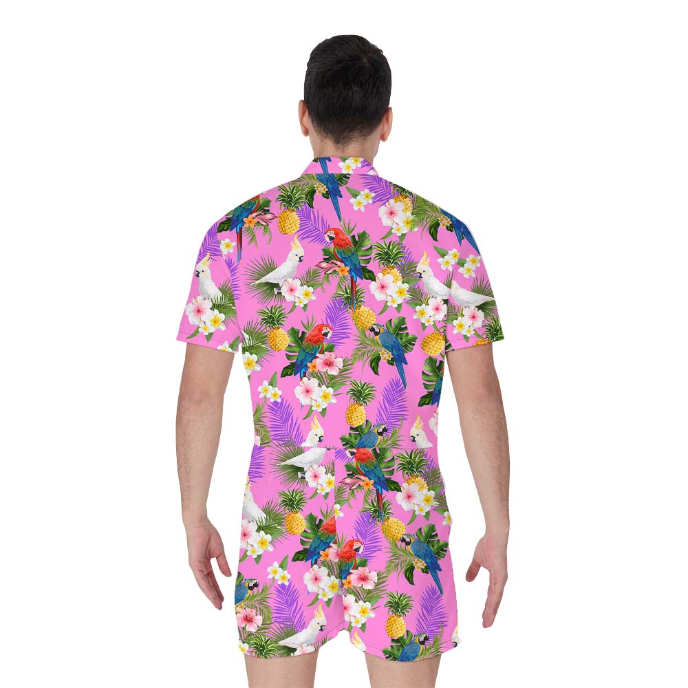 Pink Parrot Men's Hawaiian Romper