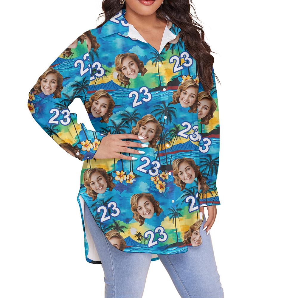 Birthday Party Custom Plus Size Beach Shirt For Women