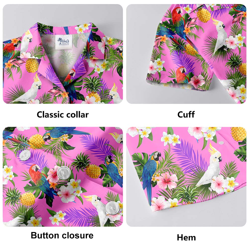 Parrot Tropical Pink Hawaiian Shirts