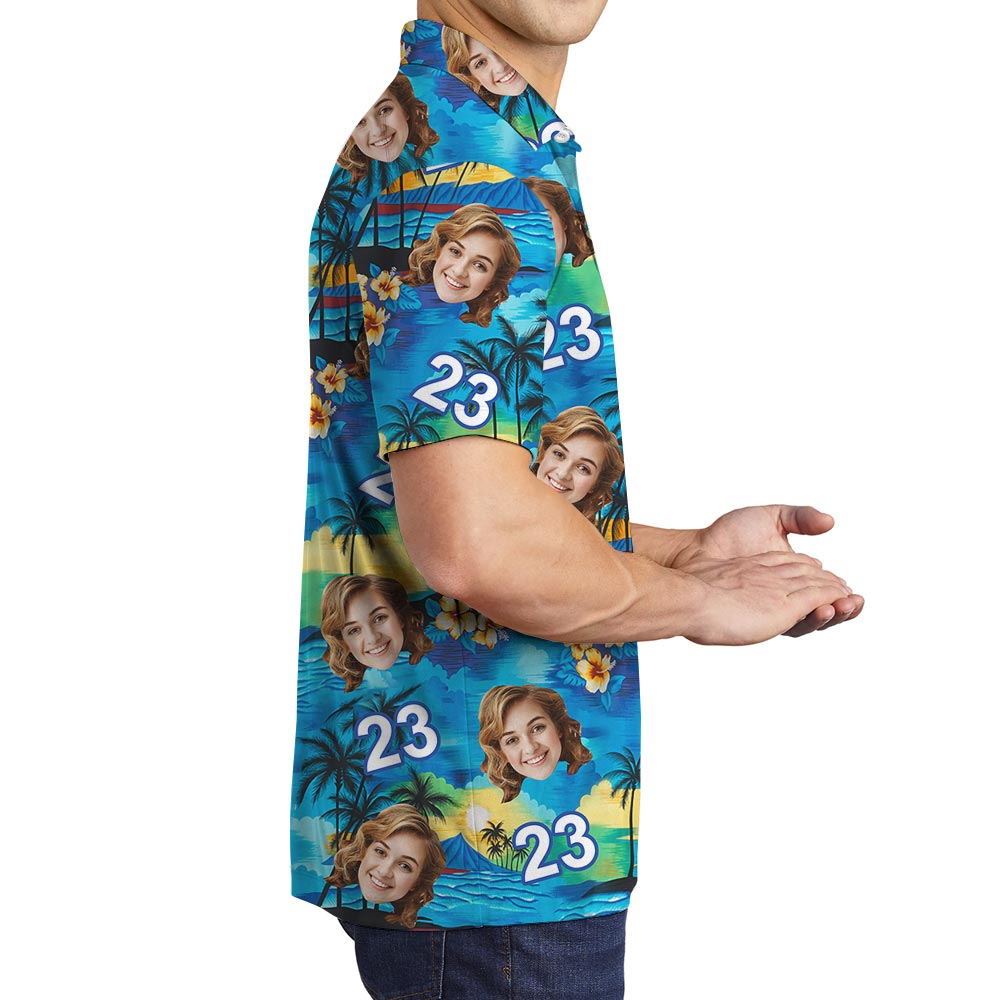Custom Birthday Hawaii Men's Polo Shirt With Face And Age