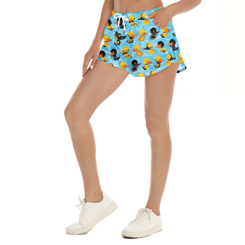 Rubber Duck Blue Women's Beach Shorts