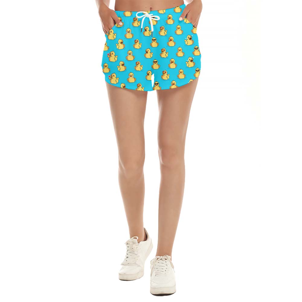 Funny Rubber Duck Blue Women's Beach Shorts - variant image 1