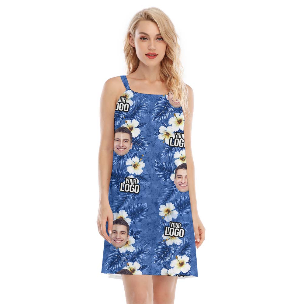 Blue Custom Face Hawaiian Cami Dress - variant image 1