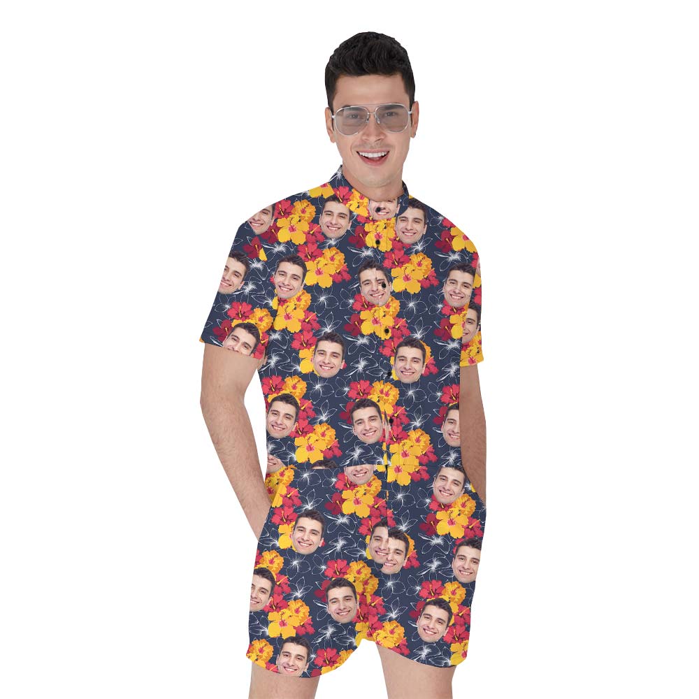 Festive Flower Matching Custom Hawaiian Romper Men - variant image 1