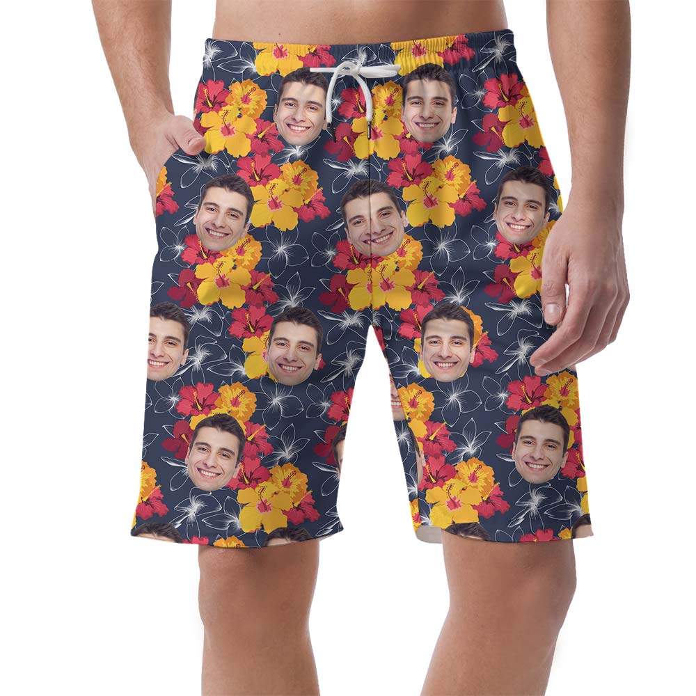 Tropical Flower Hawaiian Custom Face Shorts Men - variant image 1