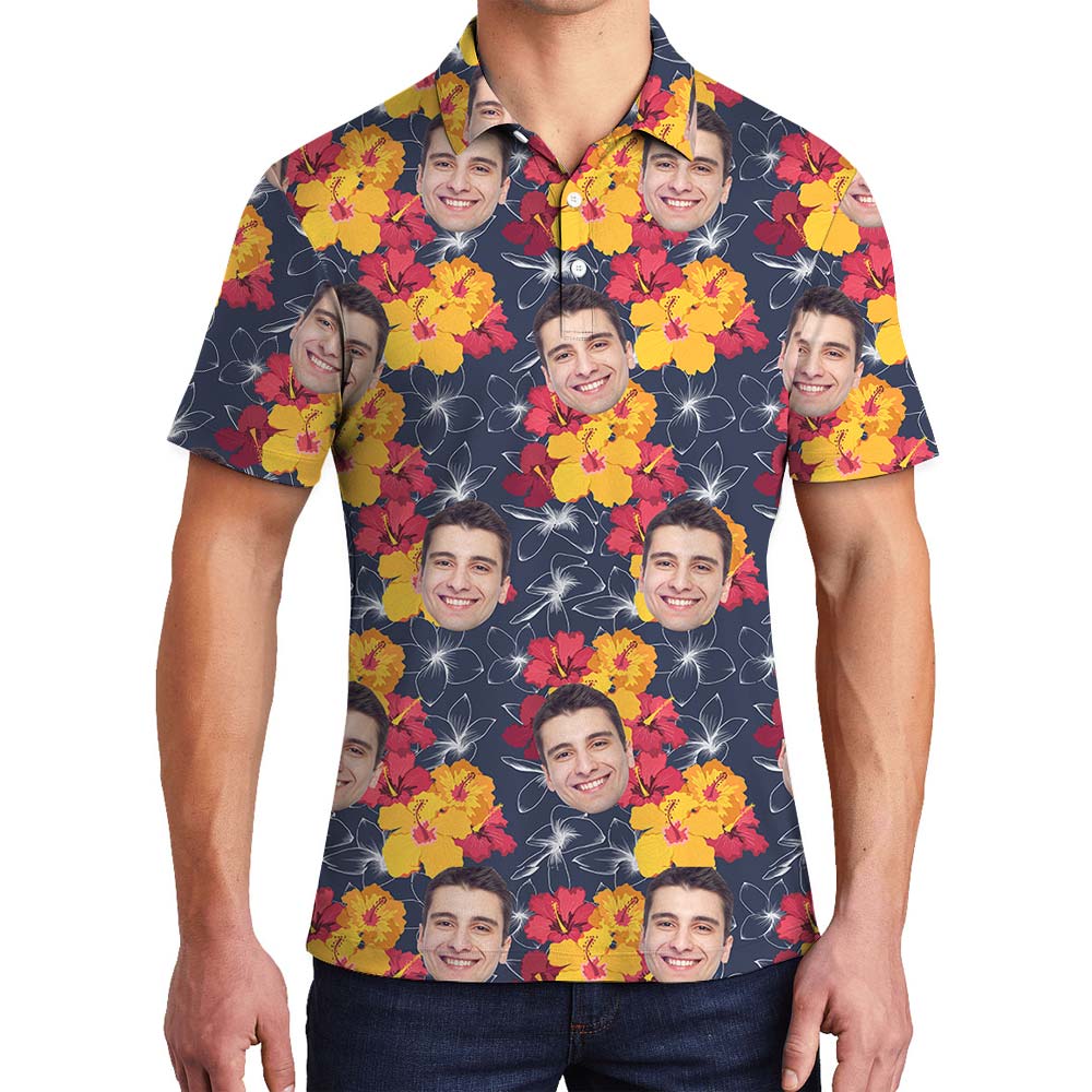 Custom Hawaiian Tropical Flower Polo Men - variant image 1